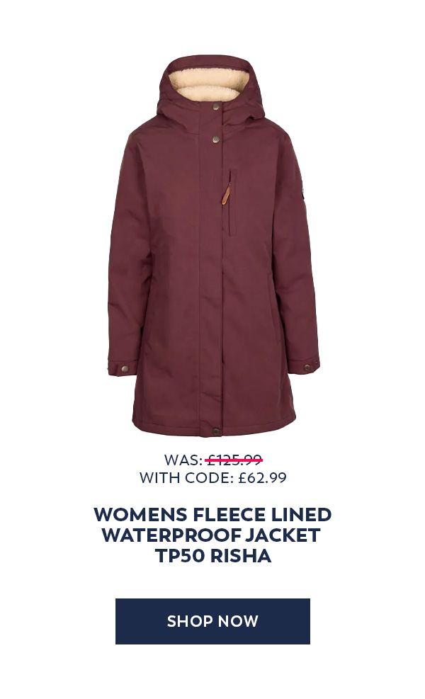 Womens Fleece Lined Waterproof Jacket TP50 Risha