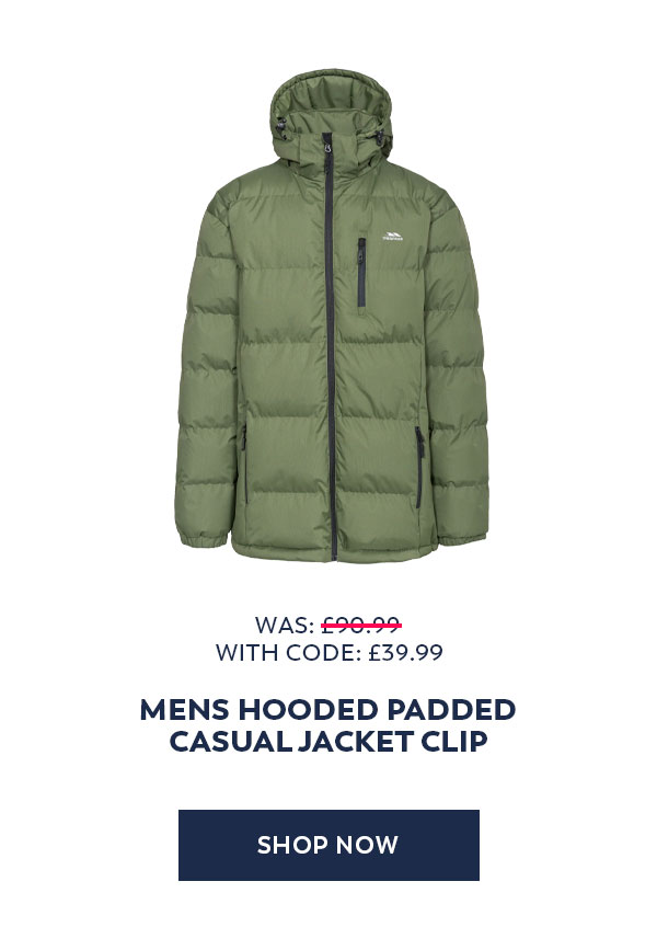 Mens Hooded Padded Casual Jacket Clip