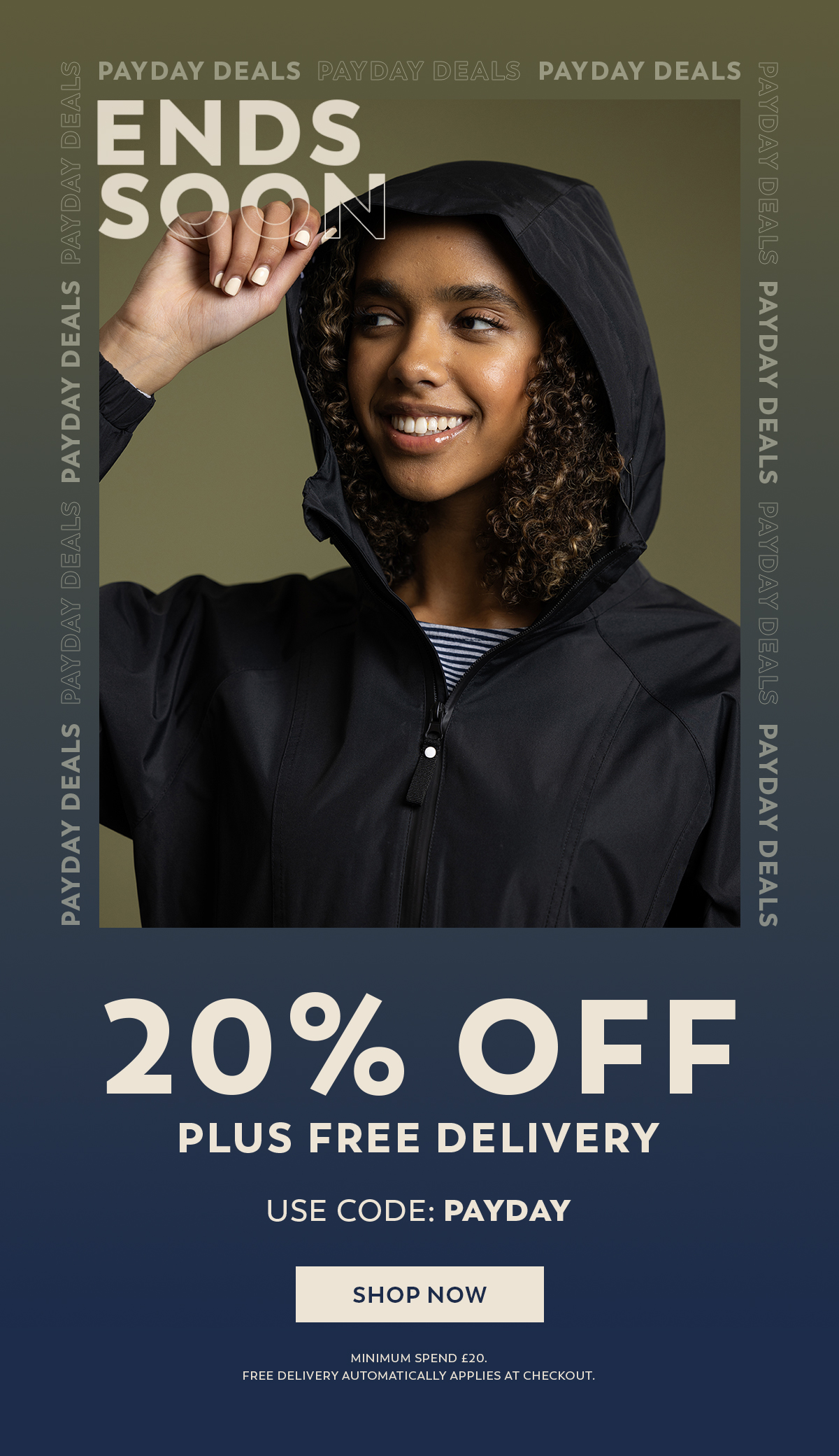 20% Off + Free Delivery - Use Code: PAYDAY