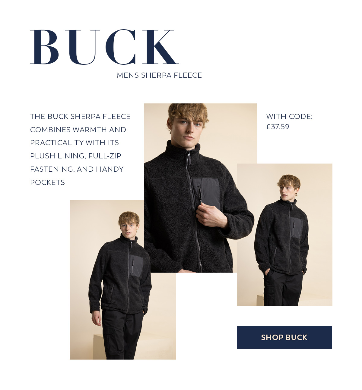 Mens Sherpa Fleece Jacket Buck B