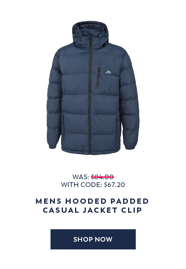 Mens Hooded Padded Casual Jacket Clip