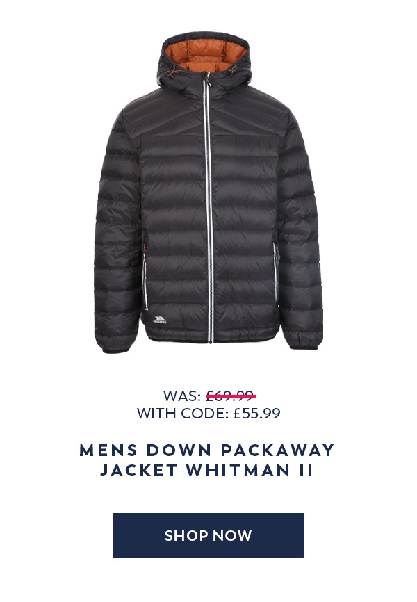 Mens Down Packaway Jacket Whitman II