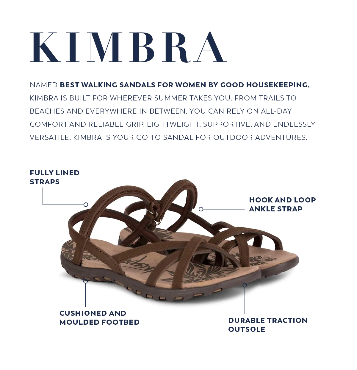 Kimbra - Named Best Walking Sandal by Good Housekeeping