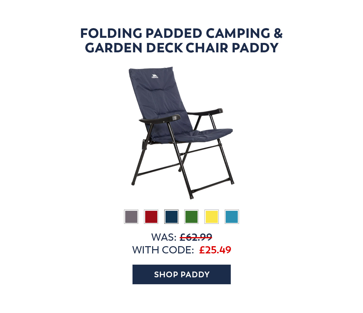 Folding Padded Camping & Garden Deck Chair Paddy