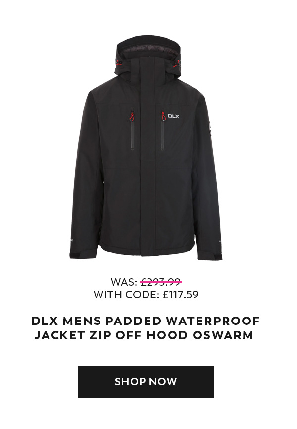 DLX Mens Padded Waterproof Jacket Zip Off Hood Oswarm 