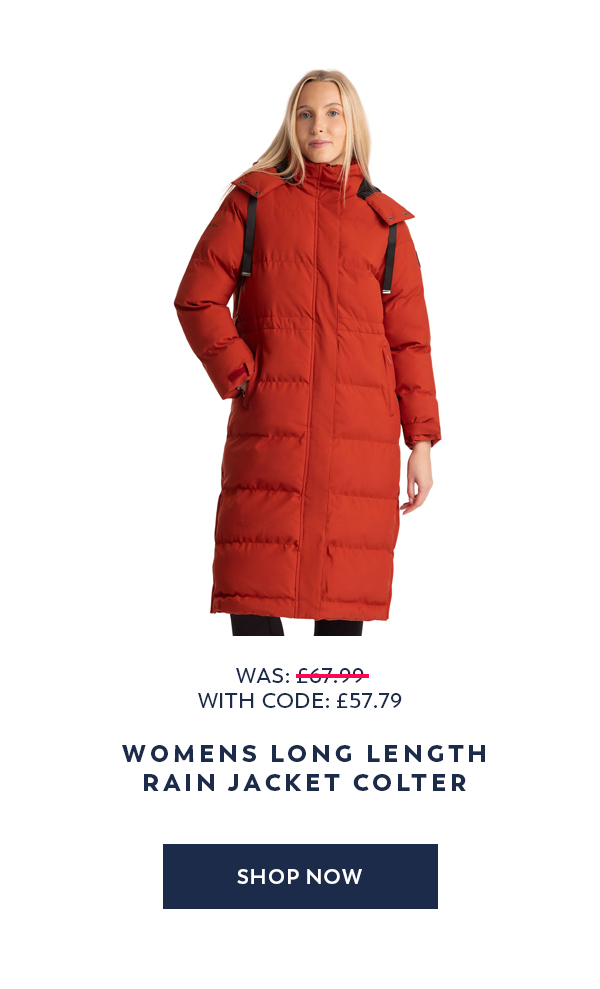 Womens Long Length Rain Jacket Colter