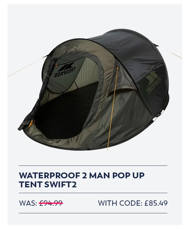 Trespass Waterproof 2 Man Pop Up Tent Swift2