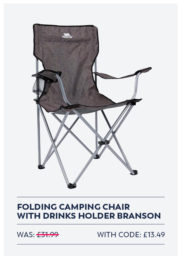 Trespass Folding Camping Chair with Drinks Holder Branson