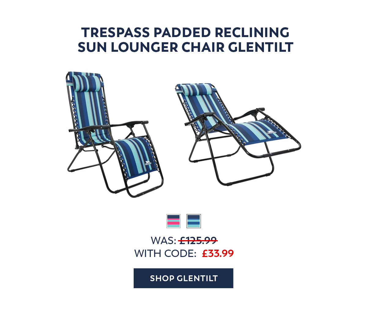 Padded Reclining Sun Lounger Chair Glentilt