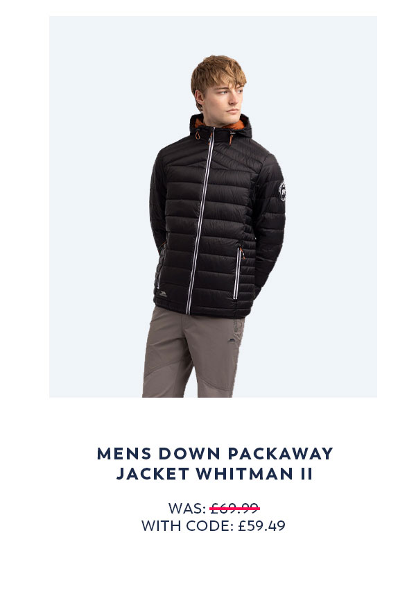 Mens Down Packaway Jacket Whitman II
