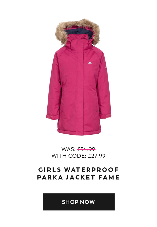 Girls Waterproof Parka Jacket Fame