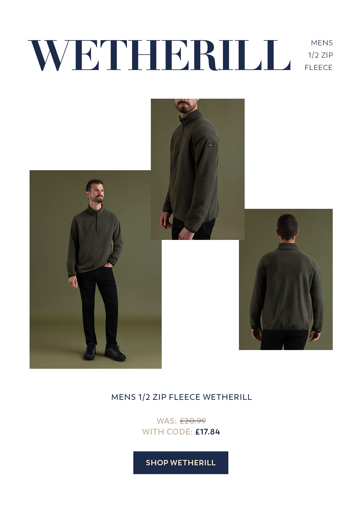Mens 1/2 Zip Fleece Wetherill