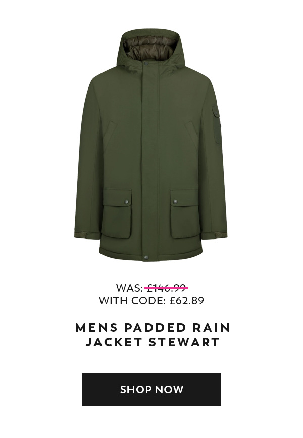 Mens Padded Rain Jacket Stewart