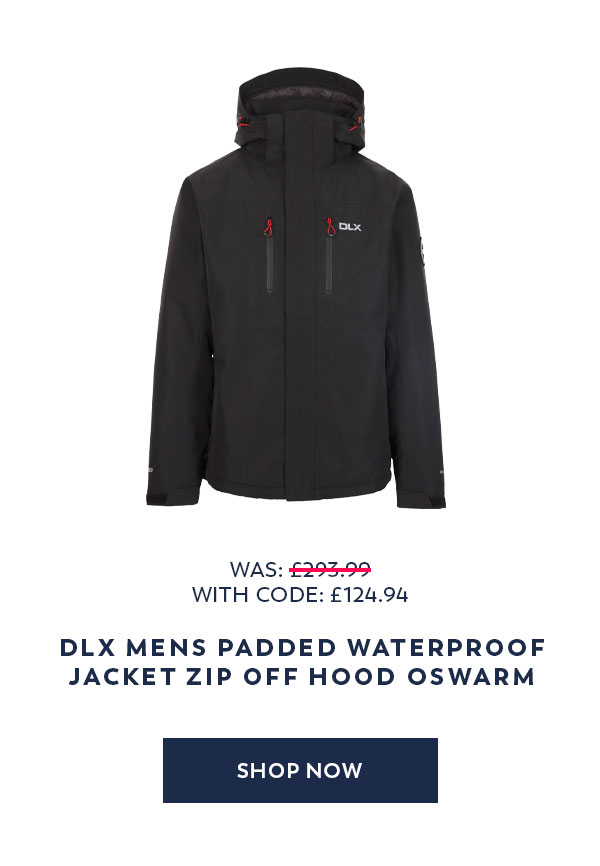 DLX Mens Padded Waterproof Jacket Zip Off Hood Oswarm