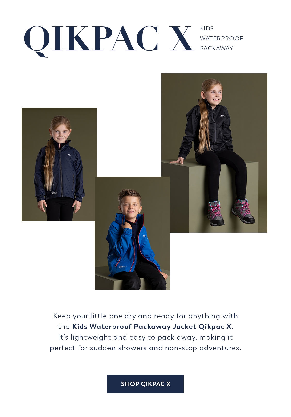 Kids Waterproof Packaway Jacket Qikpac X